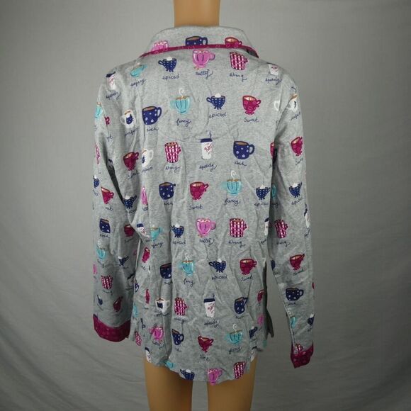 Munki Munki Long Sleeve Pajama Shirt Top Button Front Tea Coffee Mug NWT Medium - Picture 6 of 6
